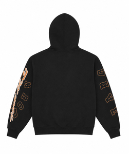 Sudadera Urbana Oscura con Texto Gráfico Atrevido y Arte en las Mangas, Moda Urbana Moderna, Corte Cómodo y Relajado, Sudadera para Uso Diario - Product Image 6