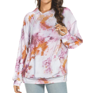 Solid Trader Sweat à capuche tie-dye pour femme en polaire, coupe ample, respirant, élégant, confortable, avec finition lavage vibrant, style sportswear tendance - Product Image 5