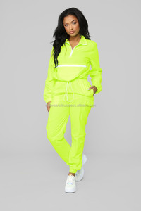 Ensemble de survêtement 2 pièces vert néon pour femme, manches longues, coupe classique, style décontracté, respirant, séchage rapide, imperméable, spandex/coton - Product Image 6