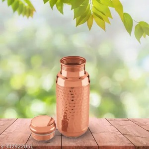 Handmade Pure Copper Water Bottle Ayurvedic Copper Vessel Yoga Water Bottle Copper Water Bottle for Drinking <b>by</b> tradebit - Product Image 2