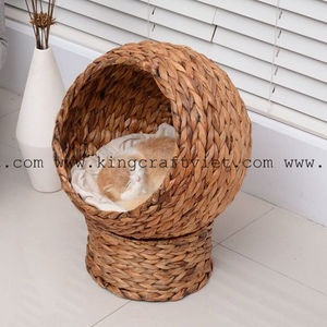 Jacinto de agua hecho a mano, casa para mascotas, cama para mascotas tejida Natural, mesa transformada, muebles para perros y gatos para uso en interiores, venta al por mayor personalizada - Product Image 3