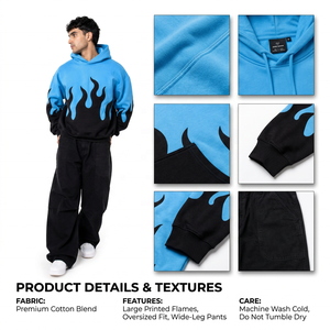 <b>Mens</b> FlameGraphic Hoodie Soft Fleece <b>Pullover</b> Streetwear Y2K Casual Winter Top Wholesale B2B US Sourcing Regular Fit 100% Cotton - Product Image 5