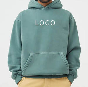 Hoodie court unisexe coupe ample en molleton bouclette 100% coton, style streetwear vintage, grammage lourd, pour homme - Product Image 2