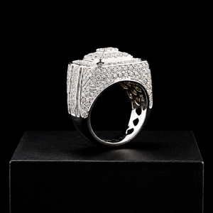 Trendy Moissanite Square Signet <b>Ring</b> For Man Full <b>Iced</b> Round & Baguette Diamond Cluster <b>Ring</b> White Gold Plated Hip Hop Jewelry - Product Image 6
