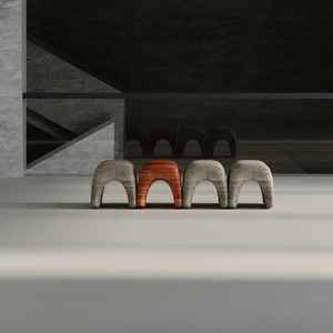 Banco de Travertino Rojo y Beige, Asiento Moderno de Piedra para Entrada o Sala de Estar, Mueble Interior Elegante y Duradero - Product Image 2