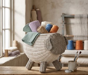 Handmade Sheep Shaped Woven <b>Storage</b> Basket for Nursery, Kids Toy Organizer <b>Bin</b>, Decorative Wicker Animal Basket from Vietnam - Product Image 4