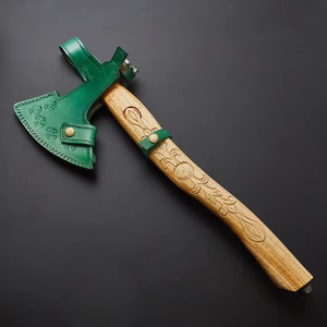 MS Enterprises OEM DIY High Carbon Steel Flat Backed Double Blade Splitting <b>Axe</b> Handmade Etched Rose <b>Wood</b> Handle 12-Inch Overall - Product Image 2