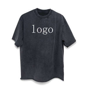 Men's Gray Short Sleeve T-Shirt With White Logo Print Regular Fit Cotton Jersey Casual O-Neck Top - Product Image 2