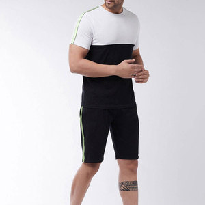 Men's Sporty Two-Piece Set Color Blocking Breathable <b>Polyester</b> <b>T</b>-<b>Shirt</b> and Shorts Quick Dry Knitted Summer Wear - Product Image 4