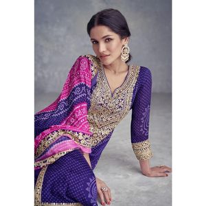 Fancy Top-Bottom and Dupatta <b>Set</b> with Digital Print and <b>Embroidery</b> Sequence Work Size XL - Product Image 5