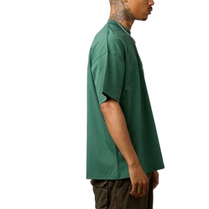 Camiseta de Algodón Grueso Extra Grande para Hombre, Manga Corta, Hombros Caídos, Cuello Redondo Acordonado, Logotipo Personalizado, Camiseta Lisa, Ordene Ahora - Product Image 2