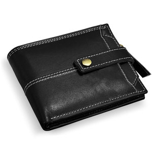 Black Pu Leather <b>Wallet</b> Button Closure Zipper Unisex Casual Style Solid Color Four Seasons Use Digital Printing Customizable - Product Image 6