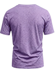 Men's V-Neck Short Sleeve Solid for Cotton Casual T-Shirt Regular Fit Breathable Enzyme Wash Jersey Fabric 180g Eco-Friendly - Product Image 2