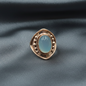 Anillo Vintage de Calcedonia Azul, Plata de Ley 925, Chapado en Oro Rosa y Oro Amarillo, Joyería Boho Hecha a Mano, Regalo Unisex para Ella - Product Image 5