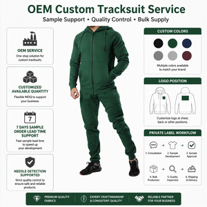 Conjunto Deportivo de Dos Piezas para Hombre, Color Verde Bosque Oscuro, con Capucha y Cremallera Completa, Transpirable, Pantalones Deportivos, Estilo Casual - Product Image 1