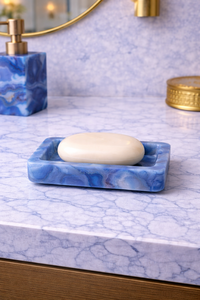 Juego de Accesorios de Baño de Lujo con Piedra de Ágata Azul, 5 Piezas: Dispensador de Jabón, Caja para Toallas de Papel, Bandeja, Portacepillos de Dientes, Jabonera - Product Image 6