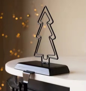 Metal Snowman Christmas <b>Stocking</b> <b>Holder</b> Stand for Shelf Table Fireplace Display - Product Image 1