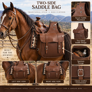 Sacoche de selle en cuir marron de qualité supérieure |   Pochette de rangement pour selle de cheval western avec deux compartiments latéraux et sangles à boucle pour l'équitation - Product Image 5