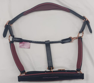 Licou de cheval en cuir noir et cristal bleu, avec rembourrage réglable - Product Image 4