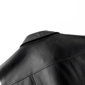 Veste de moto en cuir véritable et toile imperméable pour femme, noire, classique, vintage, confortable, écologique et respirante, en promotion - Product Image 3