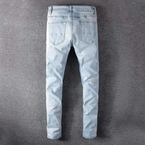 Nouveau Jean Classique Décontracté Extensible Coupe Skinny Grande Taille Jean Skinny Déchiré Multi-Poches Latérales Pantalon en Denim pour Homme - Product Image 3