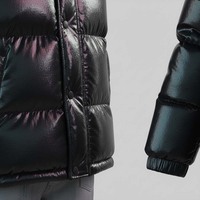 Blouson matelassé noir brillant personnalisé et écologique pour homme, style streetwear, coupe oversize, imperméable, col montant, automne