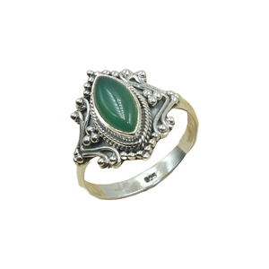 Natural Green Onyx GemstoneMarquise <b>Ring</b> 925 Sterling Silver Handmade Vintage Boho <b>Statement</b> <b>Ring</b> Artisan Filigree Jewelry Gift - Product Image 1