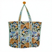 Sac fourre-tout bohème léger à imprimé floral, pliable, avec fermeture éclair, deux poches souples, grande capacité, réutilisable, écologique, pour femme