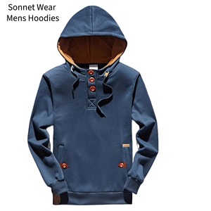 Mens Winter 100% Cotton Quick Dry <b>Thin</b> Long Sleeve Pocket Distressed Zipper-Up <b>Hoodie</b> - Product Image 6
