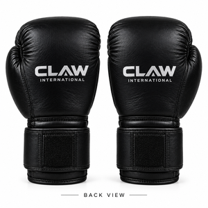Gants de boxe MMA en cuir noir CLAW INTERNATIONAL avec fermeture à lacets, respirants, avec fermeture auto-agrippante au poignet, pour adultes, toutes tailles - Product Image 3
