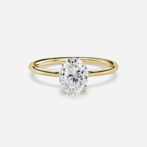 Bague de fiançailles classique haut de gamme en or 14 carats avec diamant de laboratoire taille ovale, certifiée IGI, pour femme, alliance de mariage, bijoux de mariée - Product Image 1