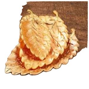 Plateau de service alimentaire élégant en forme de feuille Plateau à dessert de la plus grande qualité en métal Plat de service à dessert en Inde - Product Image 1