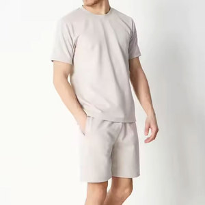 T-shirts à manches courtes et col rond bleu marine pour hommes Perfectionists, ensemble court, coupe régulière, décontracté, respirant, léger, 220g, 100% coton - Product Image 3