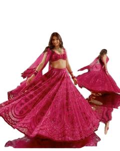 Elegante Lehenga Choli Tradicional de Seda FASHIONISTA INTERNATIONAL, Largo hasta el Suelo, para Bodas y Otras Ocasiones, Estilo Georgette Pesado, Reciclado - Product Image 6