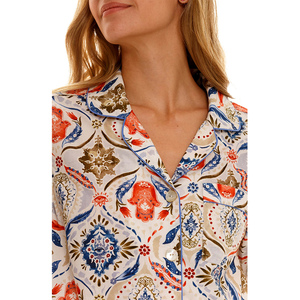 Pyjama 100 % coton pour femme – Ensemble décontracté avec col rabattu, hauts de nuit à manches trois-quarts et shorts – Collection 2026 - Product Image 3