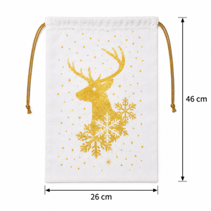 Sac cadeau de Noël en coton 220 GSM avec cordon de serrage pour promotion de Noël, emballage cadeau, logo personnalisé, vente en gros, OEM, réutilisable - Product Image 6