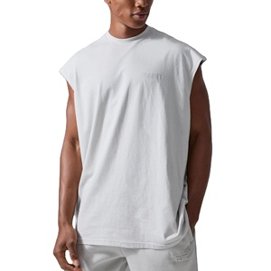 Camiseta estampada con logotipo personalizado para hombre, camiseta sin mangas de gimnasio extragrande de algodón 100%, camiseta sin mangas de entrenamiento - Product Image 1