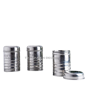 High on Demand Medium Size Stainless Steel Metal Round Shape <b>Sets</b> Of 2 Canister Jar Hot Selling Highest Quality - Product Image 2