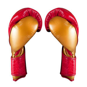 Gants de boxe professionnels RTS Cleto Reyes rouge/or, en cuir véritable, pour entraînement, fermeture auto-agrippante - Product Image 2