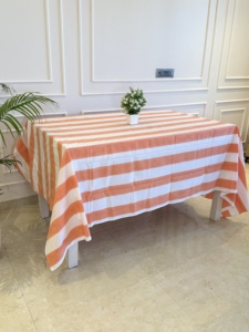 Indian Striped <b>Tablecloth</b> Floral Cotton Table Cover Orange And White French <b>Tablecloth</b> Rectangle Table Cloth Dining Table Decor - Product Image 2