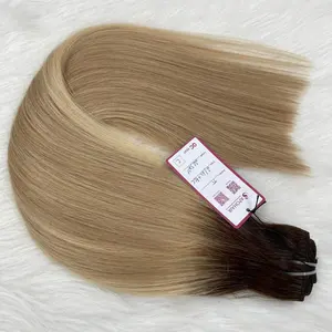 Salon Quality No Tangle Russian Natural Color #1b Hair Hand Tied Weft Hair Extensions 100 Human Hair Weft