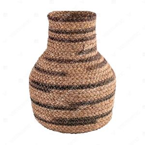 Vietrustic Certified Supplier Natural and <b>Black</b> Pattern <b>Table</b> Vase Gift Seagrass Vase For Kitchen <b>Table</b> Plant Vase - Product Image 3