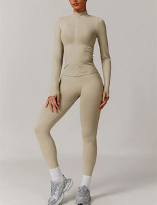 Ensemble de sport 2 pièces sans couture pour femme : Legging taille haute et brassière de sport – Tenue de fitness respirante et extensible en Spandex/Nylon - Product Image 5