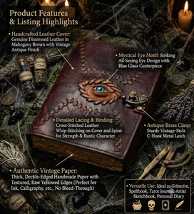 Réplica del Libro de Hechizos de Winifred Sanderson, Grimoire de las Sombras, Diario de Cuero Hecho a Mano, Decoración de Halloween - Product Image 6