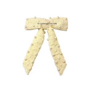 Pince à cheveux artisanale perlée, élégante, avec nœud en ruban de perles, accessoire capillaire tendance fait main pour femme - Product Image 5