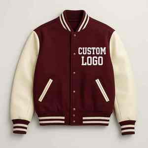 Blouson Bomber Rouge pour Enfants, Vestes de Baseball et de Sport pour Bébés Garçons, Blousons Varsity avec Broderie Chenille, Coupe Ajustée - Product Image 1