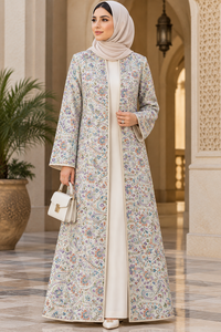 Chaqueta Étnica de Mujer, 100% Algodón, Tejida, Bordada, de Secado Rápido, con Patrón Circular de Lentejuelas Mandala, Lehenga de Novia, Abaya - Product Image 4