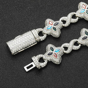 Bracelet de luxe unisexe en argent plaqué, style hip-hop, serti de diamants, fabrication indienne, avec fermoir sécurisé, prix usine disponible - Product Image 6