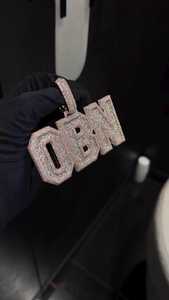 Custom Letter Name OBW <b>Pendant</b> 10K 14k <b>Solid</b> <b>Gold</b> 925 Silver Rose <b>Gold</b> Lab Grown Diamond Fully Iced Out Hip Hop Charm Jewelry - Product Image 3