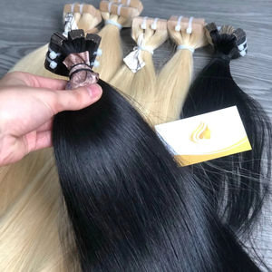 Precio al por mayor Extensiones de cabello Remy 100% con cinta adhesiva, cabello humano vietnamita de color claro, material virgen con cutícula pre-organizada, 8-32 pulgadas - Product Image 1